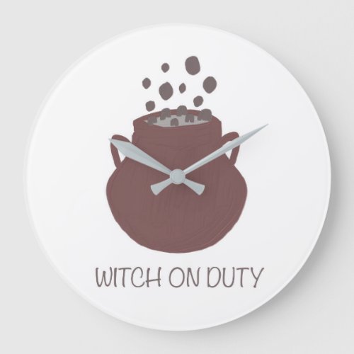 Witch on duty funny gift witch cauldron halloween large clock