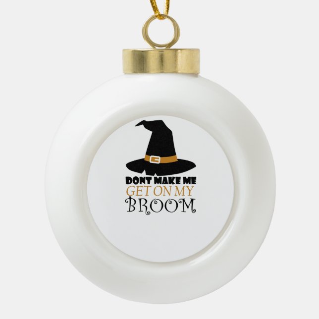 Witch on Halloween Ceramic Ball Christmas Ornament (Front)