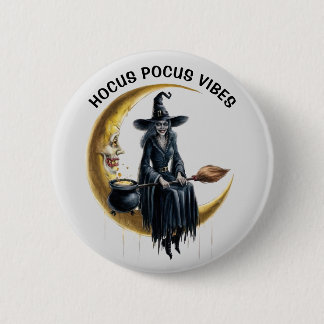 Witch on the Moon Button