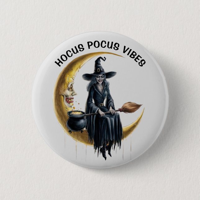 Witch on the Moon Button (Front)