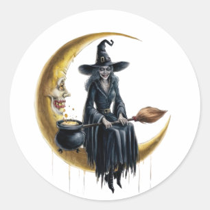 Witch on the Moon Sticker Set