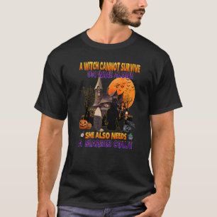 Witch On Wine She Needs A Bearded Collie Dog Hallo T-Shirt