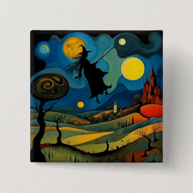 Witch over landscape button (Front)