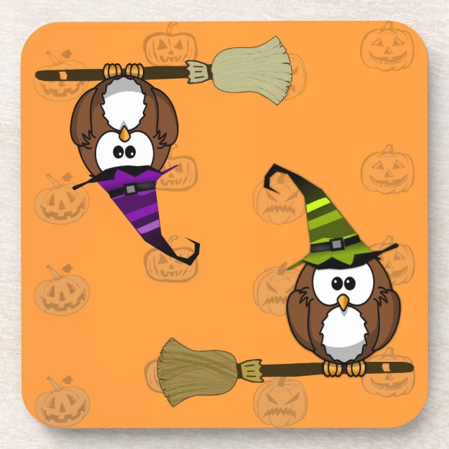 witch owl beverage coaster (Front)
