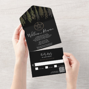 Witch Pagan Black All in One Wedding Invite