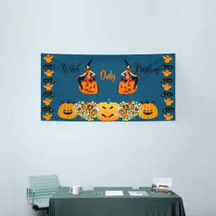 Witch Parking Only Halloween Jack O Lantern Spooky Banner
