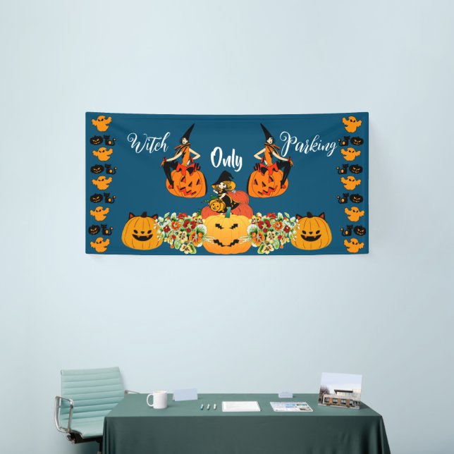 Witch Parking Only Halloween Jack OLantern Spooky  Banner (Tradeshow)