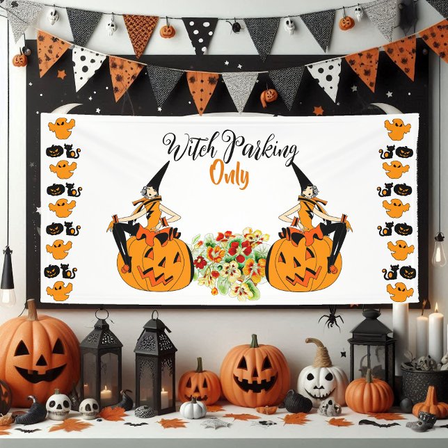 Witch Parking Only Halloween Pumpkins Ghost Spooky Banner (Witch Parking Only Halloween Pumpkins Ghost Spooky Banner)