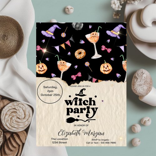 Witch Party Halloween Cocktail Invitation