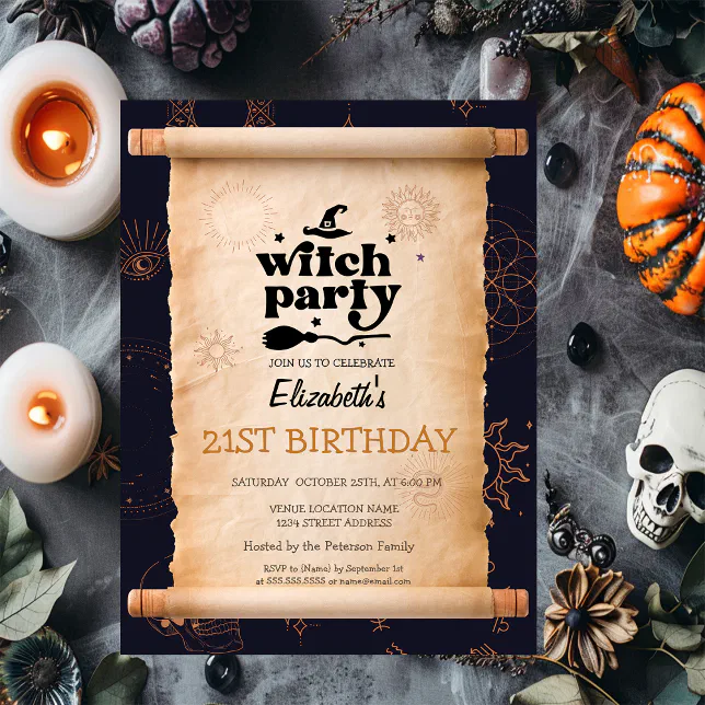 Witch Party Halloween Mystical Birthday Invitation | Zazzle