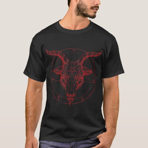 Witch Pentagram Satanic Goat Baphomet Gothic Hallo T_Shirt