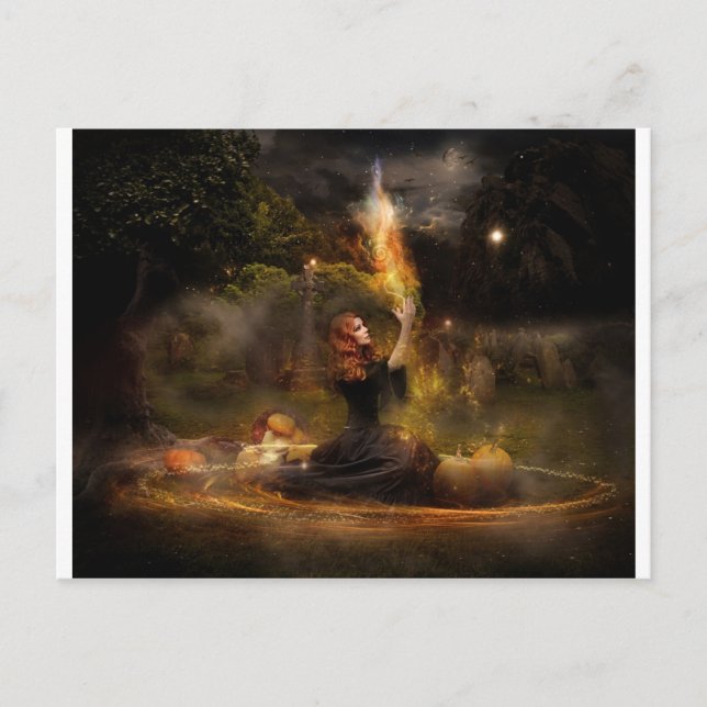Witch Performs Magic Circle Spells Postcard (Front)