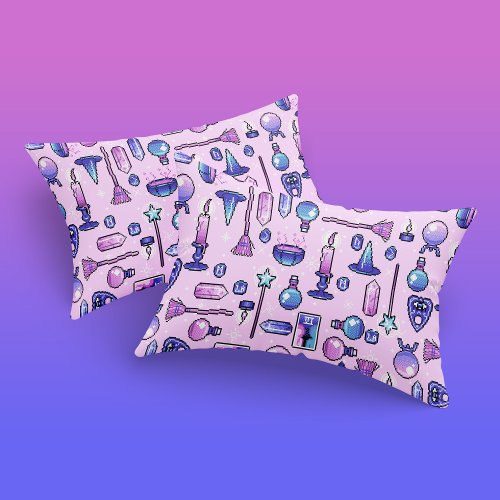 Witch Pink Purple Pixel Art Pattern Pillow Case