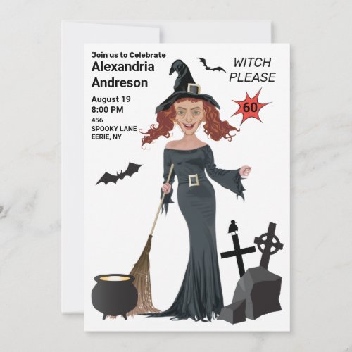 Witch Please 60th Birthday Womens New Funny  Invitation