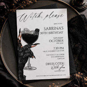 Witch Please Elegant Gothic Birthday Invitation