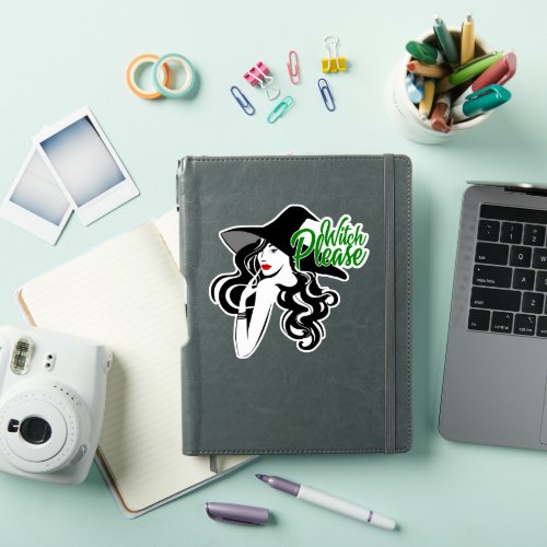 Witch Please Green Text  Sticker