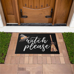 Witch Please Halloween Black Doormat