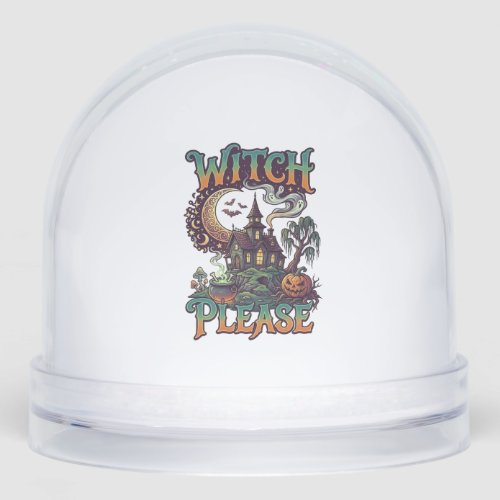 Witch Please Haunted House Crescent Moon Cauldron Snow Globe