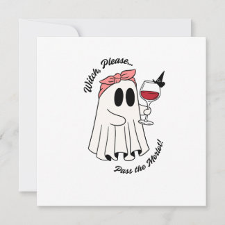 Witch Please Pass the Merlot Funny Halloween Wine Holiday Card