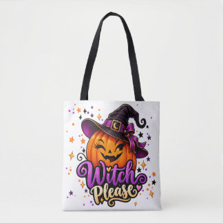 Witch Please Pumpkin Halloween Tote Bag