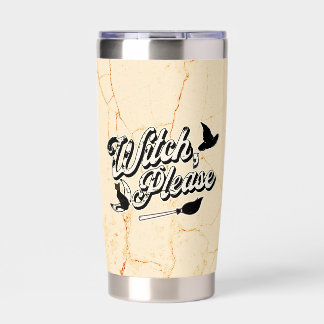 Witch Please, Vintage Halloween Black Cat & Broom Insulated Tumbler
