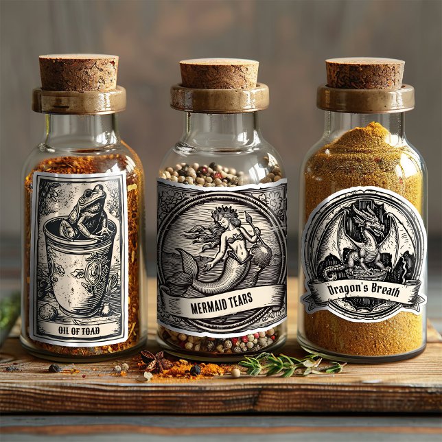 Witch Potion Bottle Magical Wizard Spice Labels (Creator Uploaded)