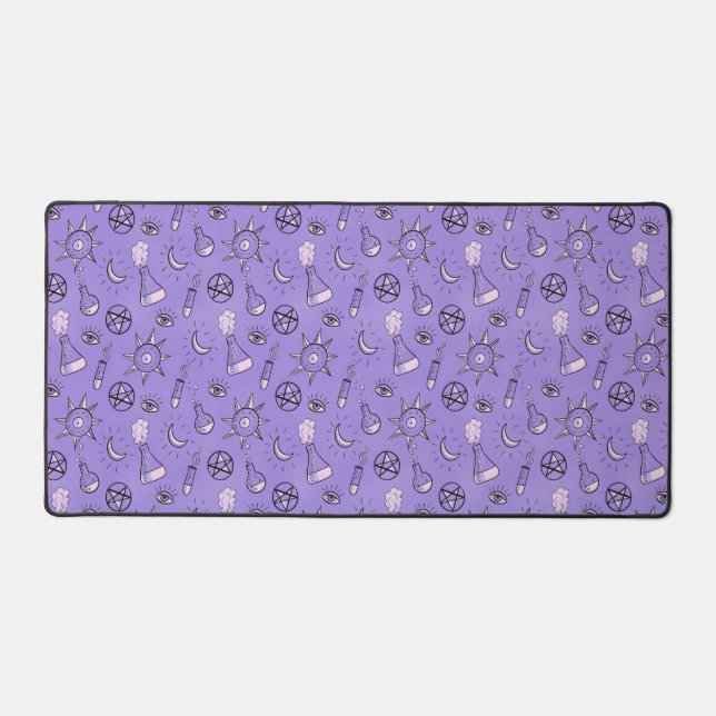 Witch Potions Purple Alchemy Pattern Desk Mat (Front)