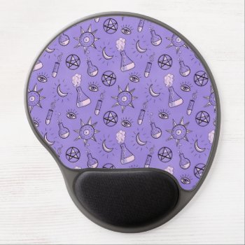 Witch Potions Purple Alchemy Pattern Gel Mouse Pad by borianag at Zazzle