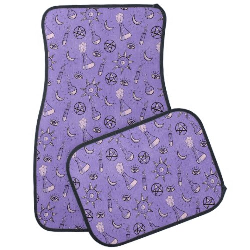 Witch Potions Purple Alchemy Pattern Halloween Car Floor Mat