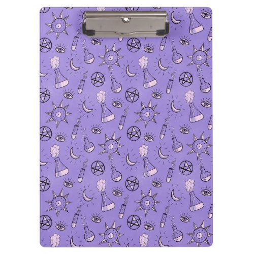 Witch Potions Purple Alchemy Pattern Halloween Clipboard