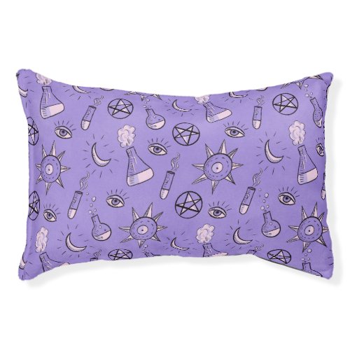 Witch Potions Purple Alchemy Pattern Halloween Pet Bed