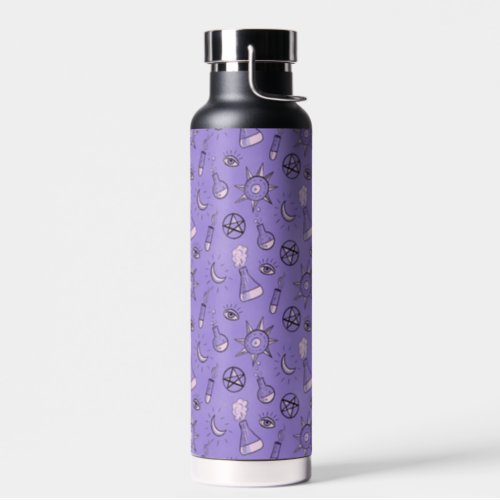 Witch Potions Purple Alchemy Pattern Halloween Water Bottle