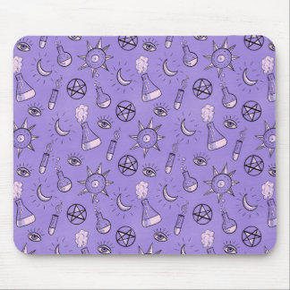 Witch Potions Purple Alchemy Pattern Mouse Pad