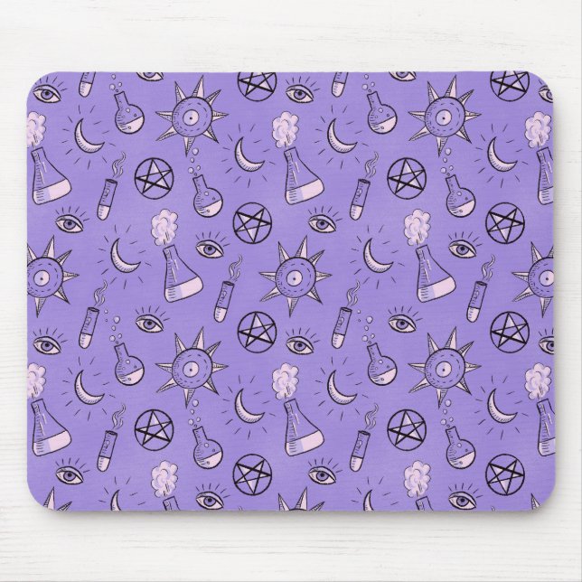 Witch Potions Purple Alchemy Pattern Mouse Pad (Front)