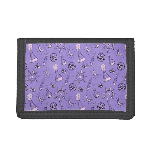 Witch Potions Purple Alchemy Pattern Trifold Wallet