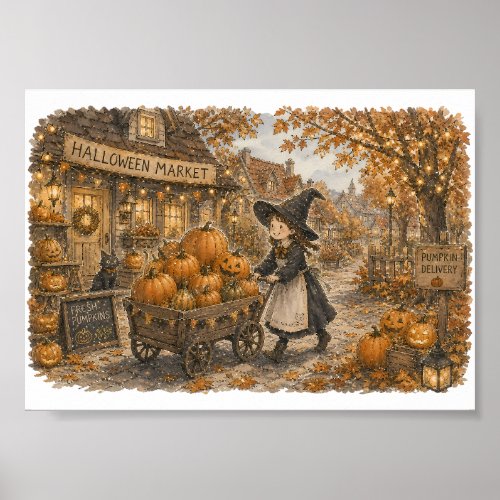 Witch Pumpkin Delivery for Autumn Market Lovers Poster