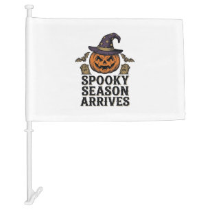 Witch Pumpkin Halloween Vintage Engraving Shirt De Car Flag