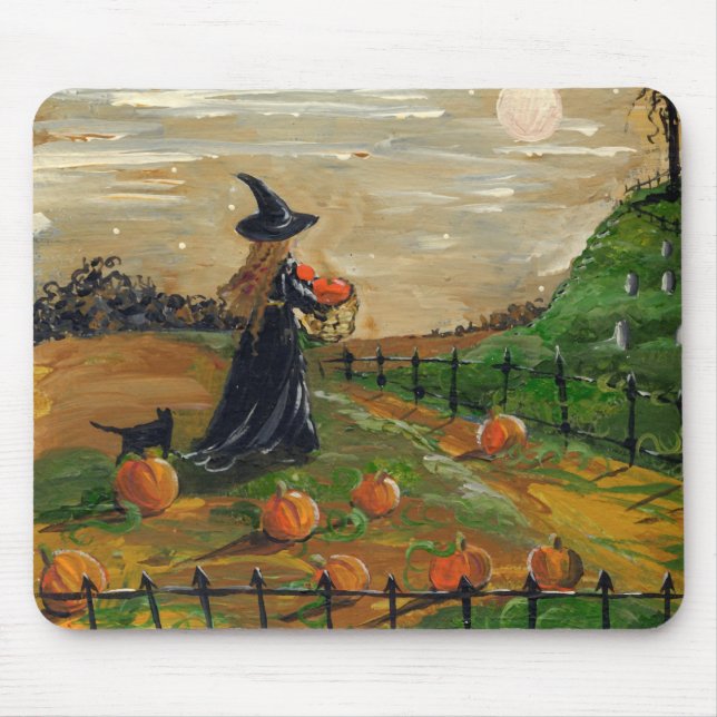 Witch Pumpkin Patch Mountain Mouse Pad (Front)