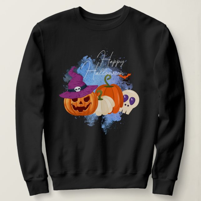 Witch Pumpkin Skulls Hoodie - Spooky Halloween (Design Front)