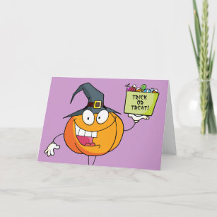 Witch Pumpkin Trick or Treat Card
