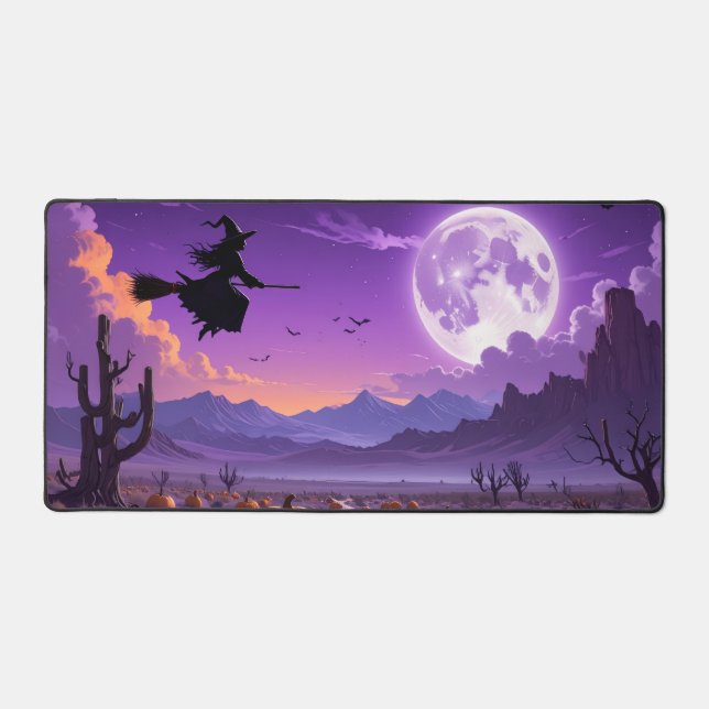 Witch Ride Under the Blood Moon Desk Mat (Front)