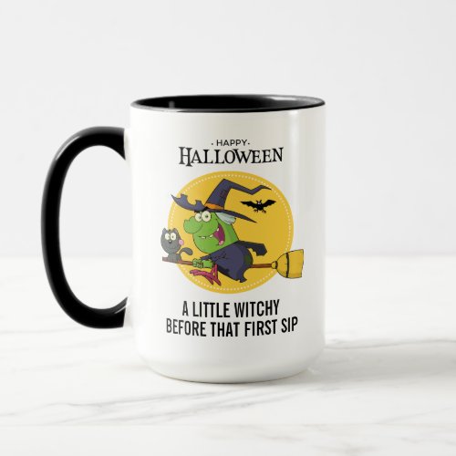 Witch Riding a Broomstick Halloween  Mug