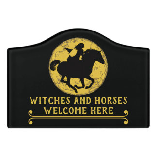 Witch Riding a Horse Door Sign
