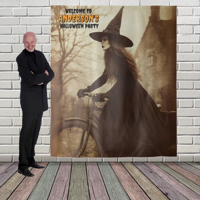 Witch Riding Bicycle Halloween Hanging Backdrop (Creator Uploaded)