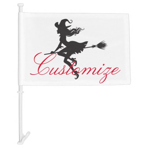 Witch Riding Broom Halloween Thunder_Cove Car Flag