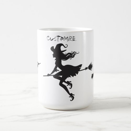 Witch Riding Broom Halloween Thunder_Cove Coffee Mug