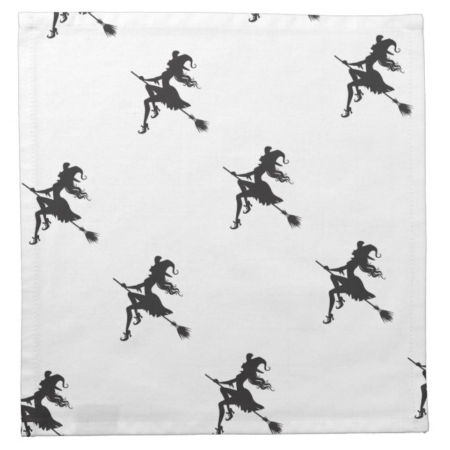 Witch Riding Broom Halloween Thunder_Cove Napkin (Front)