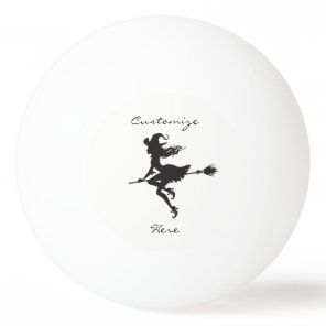 Witch Riding Broom Halloween Thunder_Cove Ping-Pong Ball