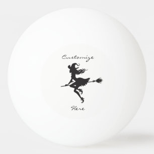 Witch Riding Broom Halloween Thunder_Cove Ping-Pong Ball