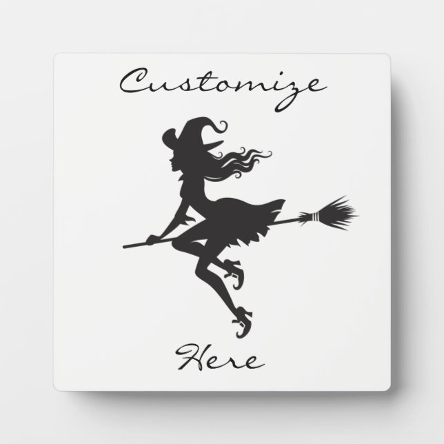 Witch Riding Broom Halloween Thunder_Cove Plaque (Front)